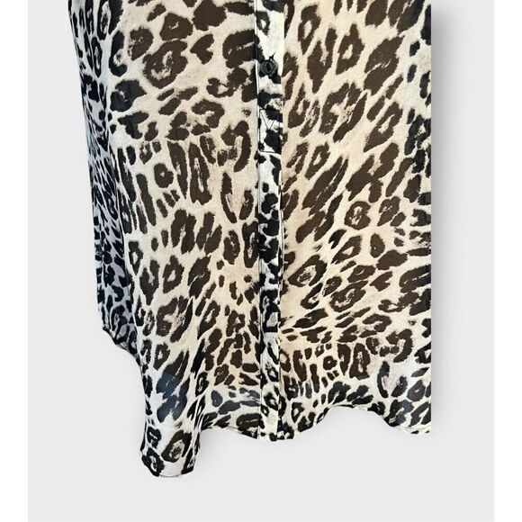 H&M Leopard Print Sleeveless Button Down Black Cream Blouse Women’s Size 8 - Picture 5 of 9